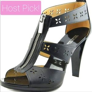 Michael Kors -Berkley Leather Zip T‑Strap Sandals
